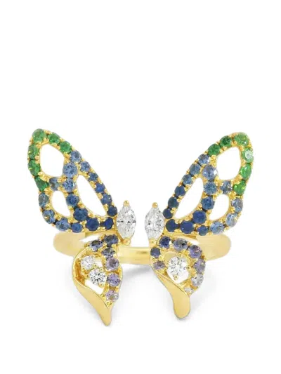 Lisa Nik Rainbow Butterfly Ring In Gold
