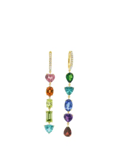Lisa Nik Rainbow Multi-gemstone And Diamond Drop Earrings In Gold