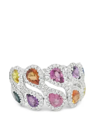 Lisa Nik Rainbow Sapphire And Diamond Ring In Multi
