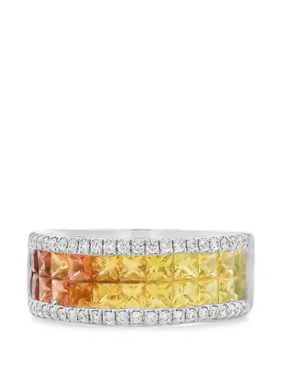Lisa Nik Rainbow Sapphire And Diamond Ring In Multi