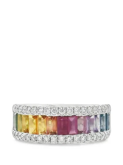 Lisa Nik Rainbow Sapphire And Diamond Ring In Multi