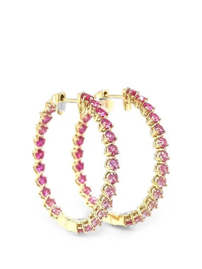 Lisa Nik Rainbow Sapphire Hoop Earrings In Pink