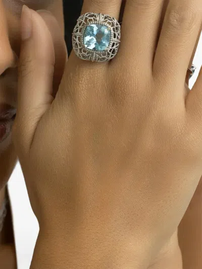 Lisa Nik Textured Blue-topaz Ring In Pattern
