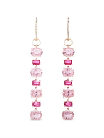 Lisa Nik Tourmaline And Ruby Drop Earrings In Pink
