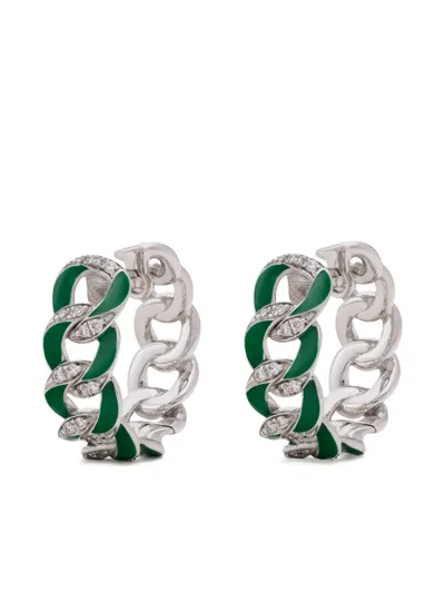 Lisa O 18k White Gold Groumette Diamond Earrings
