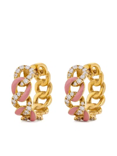 Lisa O 18k Yellow Gold Groumette Diamond Earrings