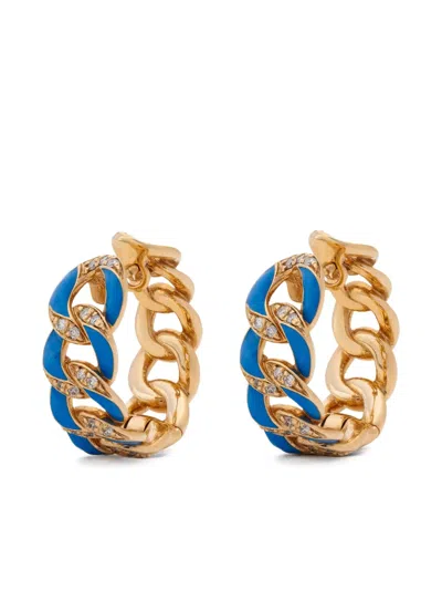 Lisa O 18k Yellow Gold Groumette Diamond Hoop Earrings