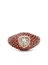 Lisa O 18k Yellow Gold Heart Prasiolite Orange Sapphire Ring