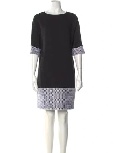 Pre-owned Lisa Perry Bateau Neckline Mini Dress In Black