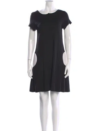 Pre-owned Lisa Perry Bateau Neckline Mini Dress In Black
