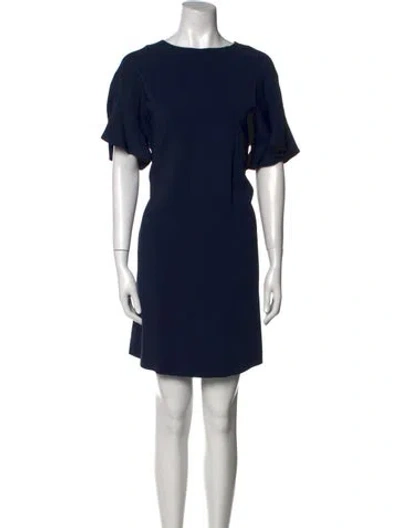 Pre-owned Lisa Perry Bateau Neckline Mini Dress In Blue