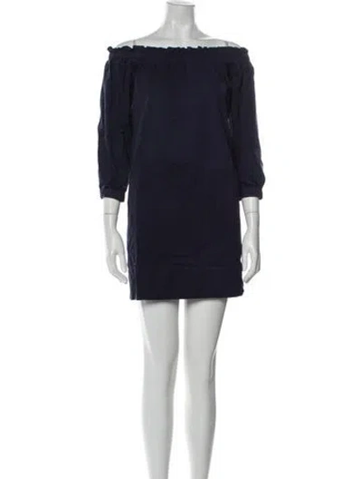 Pre-owned Lisa Perry Bateau Neckline Mini Dress In Blue