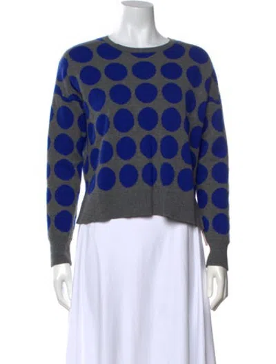 Pre-owned Lisa Perry Cashmere Polka Dot Print Sweater In Blue/grey
