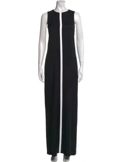 Pre-owned Lisa Perry Colorblock Pattern Long Dress In Black