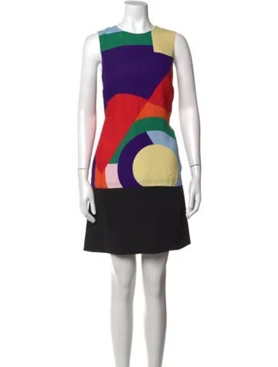 Pre-owned Lisa Perry Colorblock Pattern Mini Dress In Black