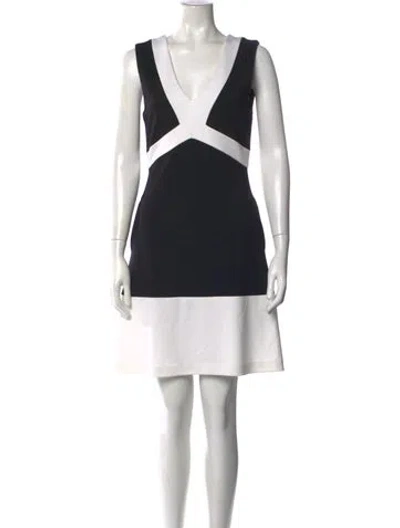 Pre-owned Lisa Perry Colorblock Pattern Mini Dress In Black