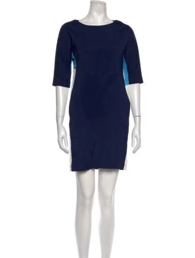 Pre-owned Lisa Perry Colorblock Pattern Mini Dress In Blue