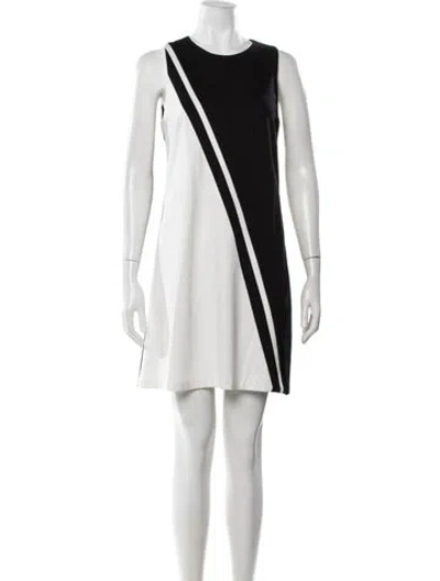 Pre-owned Lisa Perry Colorblock Pattern Mini Dress In White
