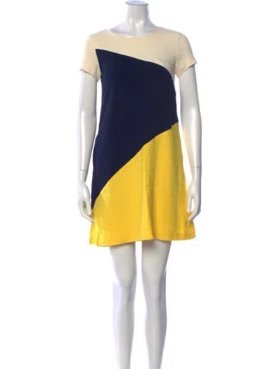 Pre-owned Lisa Perry Colorblock Pattern Mini Dress In Yellow
