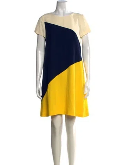 Pre-owned Lisa Perry Colorblock Pattern Mini Dress In Yellow