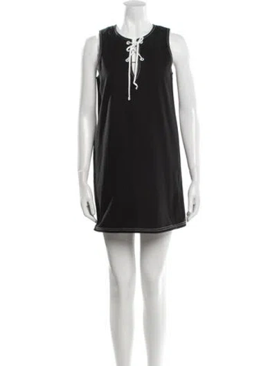 Pre-owned Lisa Perry Crew Neck Mini Dress In Black