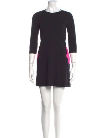 Pre-owned Lisa Perry Crew Neck Mini Dress In Black