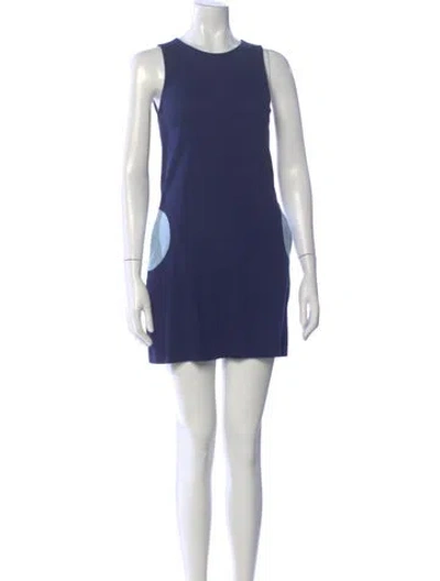 Pre-owned Lisa Perry Crew Neck Mini Dress In Blue