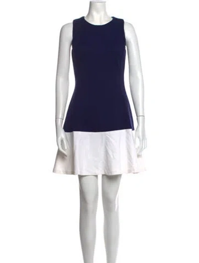 Pre-owned Lisa Perry Crew Neck Mini Dress In Blue