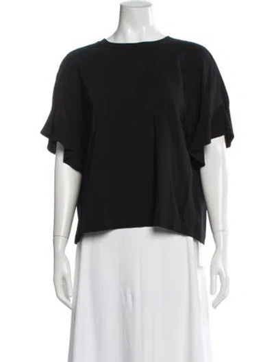 Pre-owned Lisa Perry Crew Neck Short Sleeve Top In Black