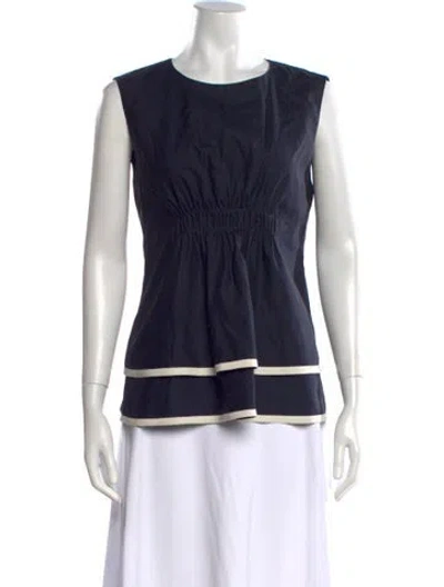 Pre-owned Lisa Perry Crew Neck Sleeveless Top In Blue