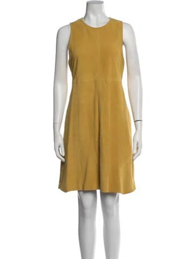 Pre-owned Lisa Perry Goat Leather Mini Dress In Yellow
