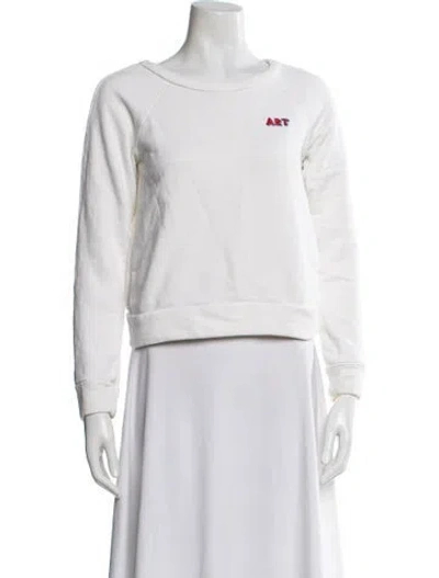 Pre-owned Lisa Perry Graphic Print Crew Neck Sweatshirt In White