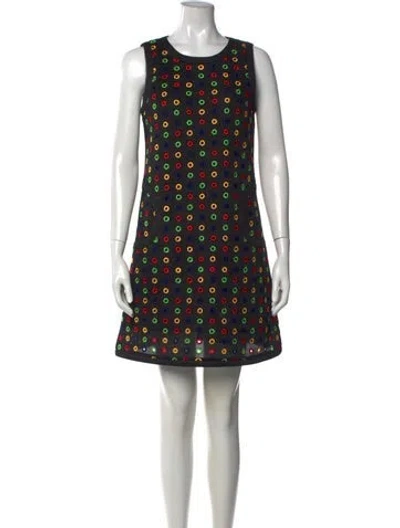 Pre-owned Lisa Perry Graphic Print Mini Dress In Black