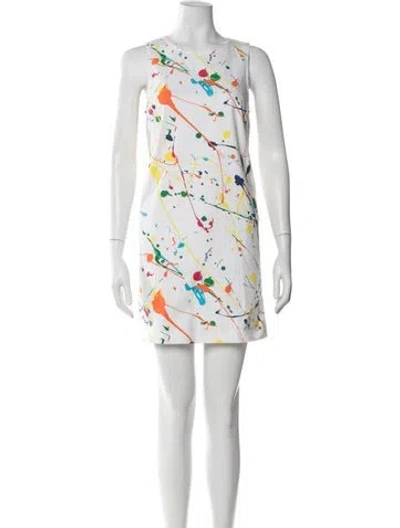 Pre-owned Lisa Perry Graphic Print Mini Dress In White