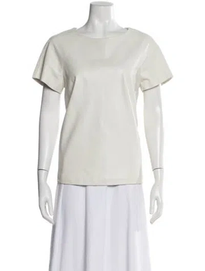 Pre-owned Lisa Perry Lambskin Crew Neck Top In White
