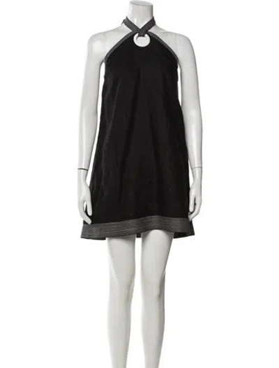 Pre-owned Lisa Perry Linen Mini Dress In Black