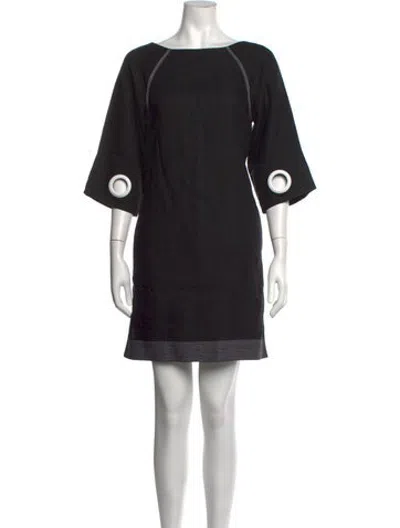 Pre-owned Lisa Perry Linen Mini Dress In Black