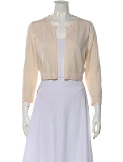 Pre-owned Lisa Perry Merino Wool Open Front Sweater In Neutral