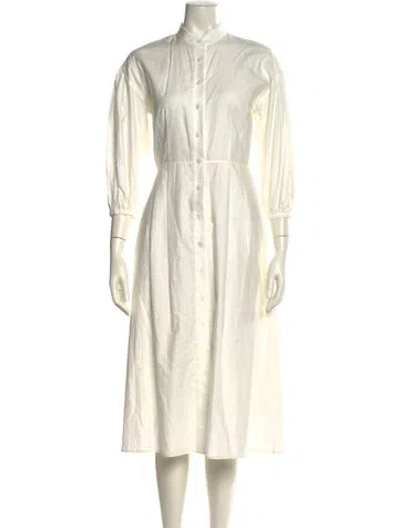 Pre-owned Lisa Perry Mock Neck Midi Length Dress In Neutral
