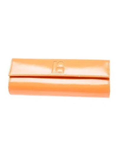 Pre-owned Lisa Perry Patent Leather Clutch In Orange