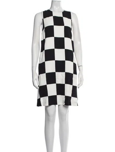 Pre-owned Lisa Perry Plaid Print Mini Dress W/ Tags In White