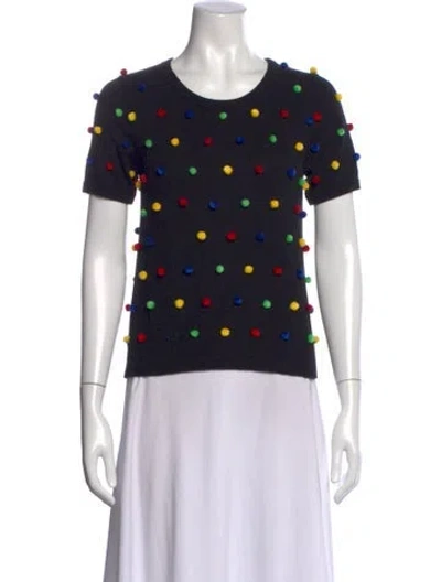 Pre-owned Lisa Perry Polka Dot Print Crew Neck Sweater In Black