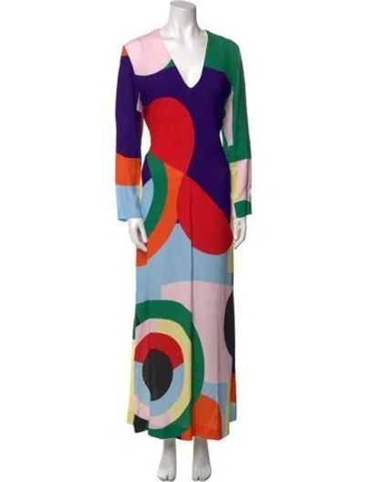 Pre-owned Lisa Perry Printed Long Dress W/ Tags In Green