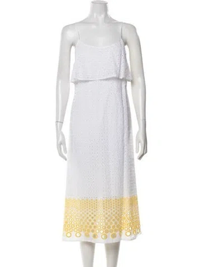 Pre-owned Lisa Perry Printed Midi Length Dress In White