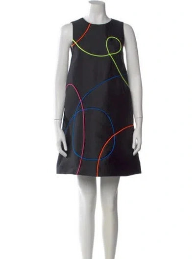 Pre-owned Lisa Perry Printed Mini Dress In Black