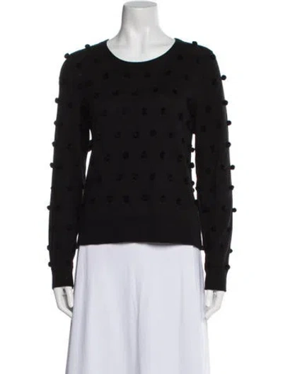 Pre-owned Lisa Perry Printed Scoop Neck Sweater In Black