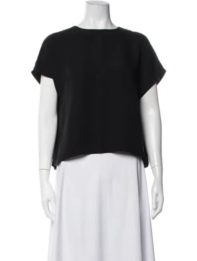 Pre-owned Lisa Perry Silk Crew Neck Top In Black