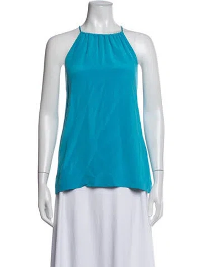 Pre-owned Lisa Perry Silk Halterneck Top In Blue