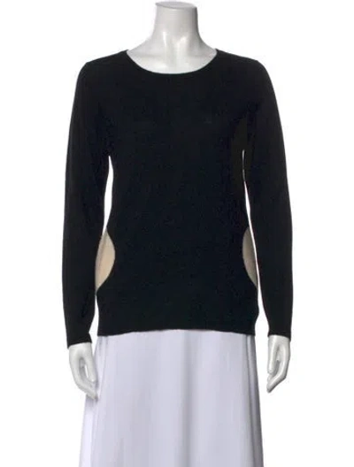 Pre-owned Lisa Perry Virgin Wool Crew Neck Top In Black
