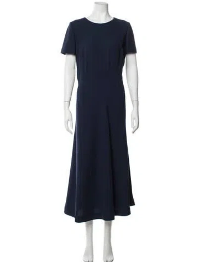 Pre-owned Lisa Perry Virgin Wool Midi Length Dress In Blue